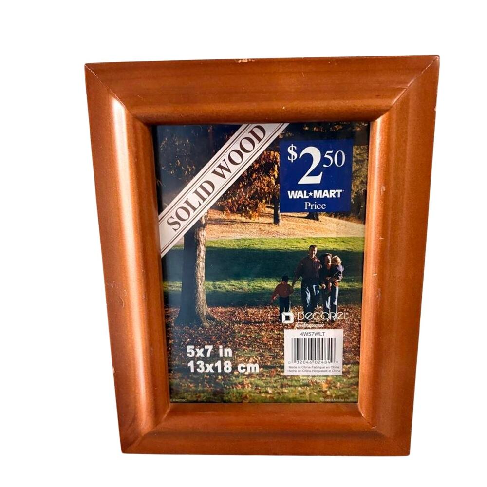 Decorel solid wood picture frame warm medium brown finish one 5” x 7” photo